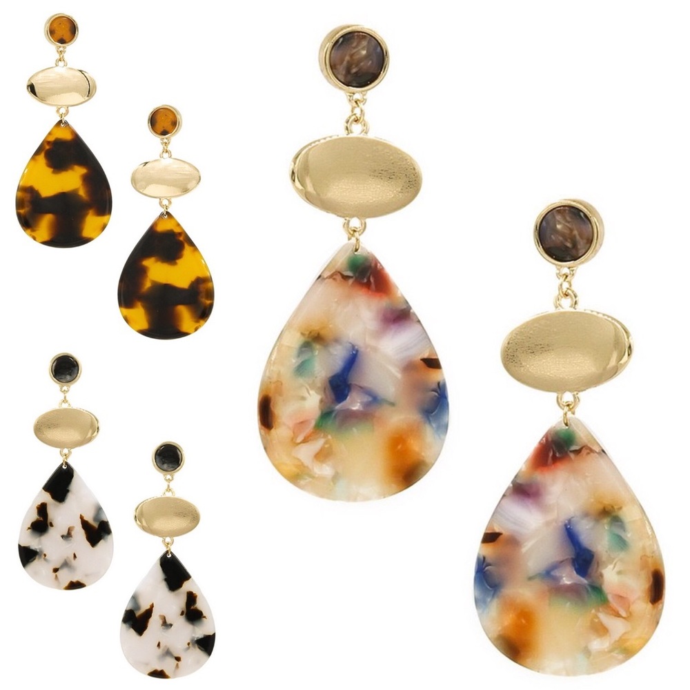 COLORFUL GOLDEN ACRYLIC DANGLING EARRINGS!! BNWT/NEVER USED!! ABSOLUTELY LOVE!!